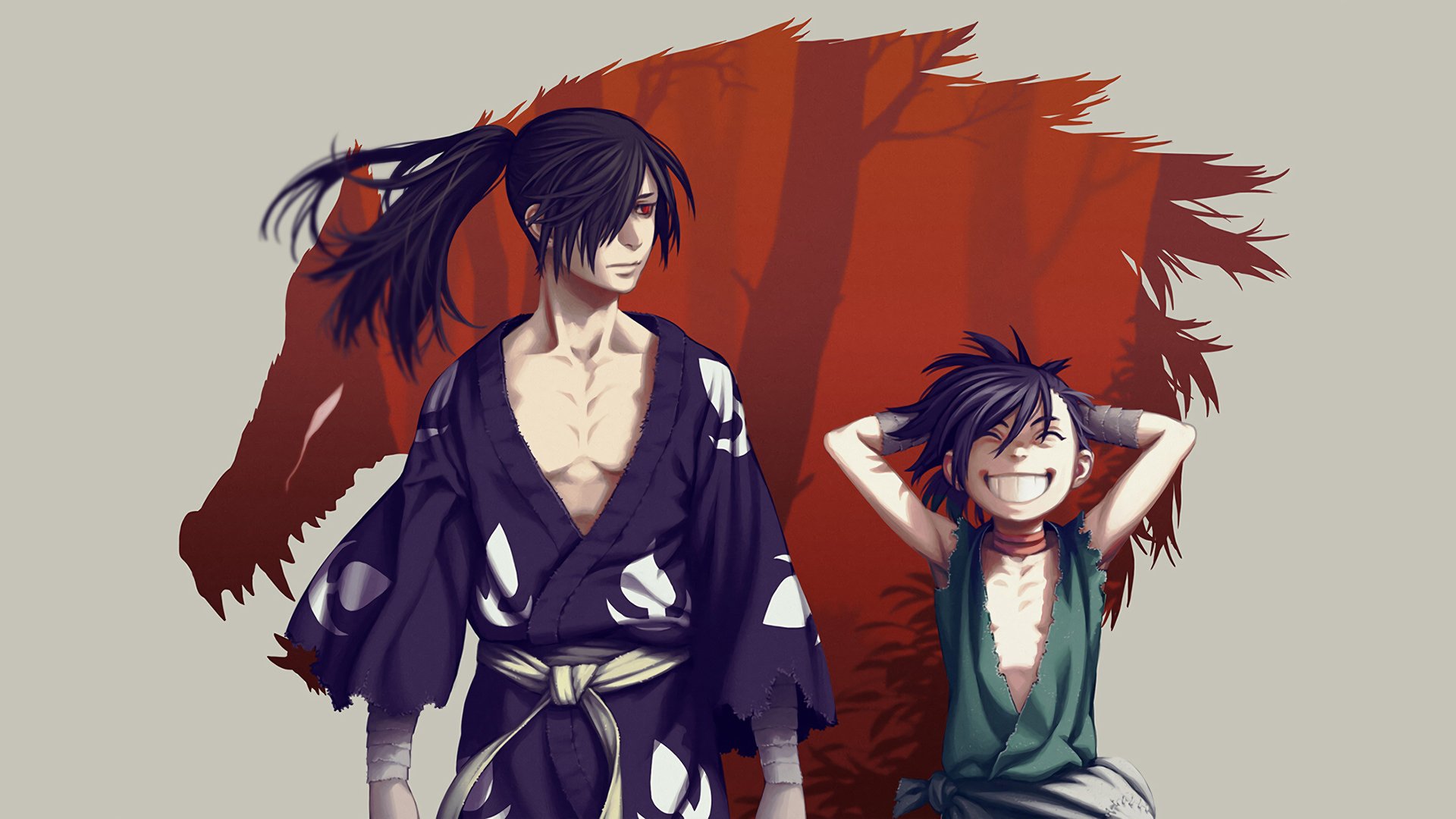 Download Black Hair Red Eyes Smile Dororo Dororo (Character) Hyakkimaru (Dororo) Anime Art