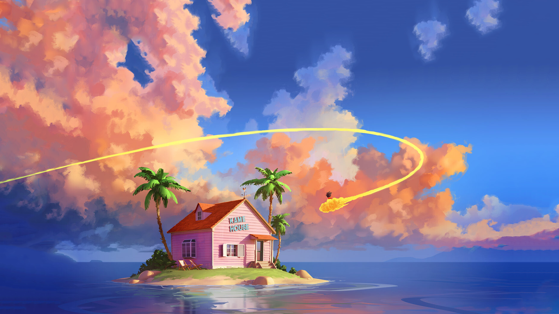 Serene Island Vibes: Dragon Ball Inspired Art