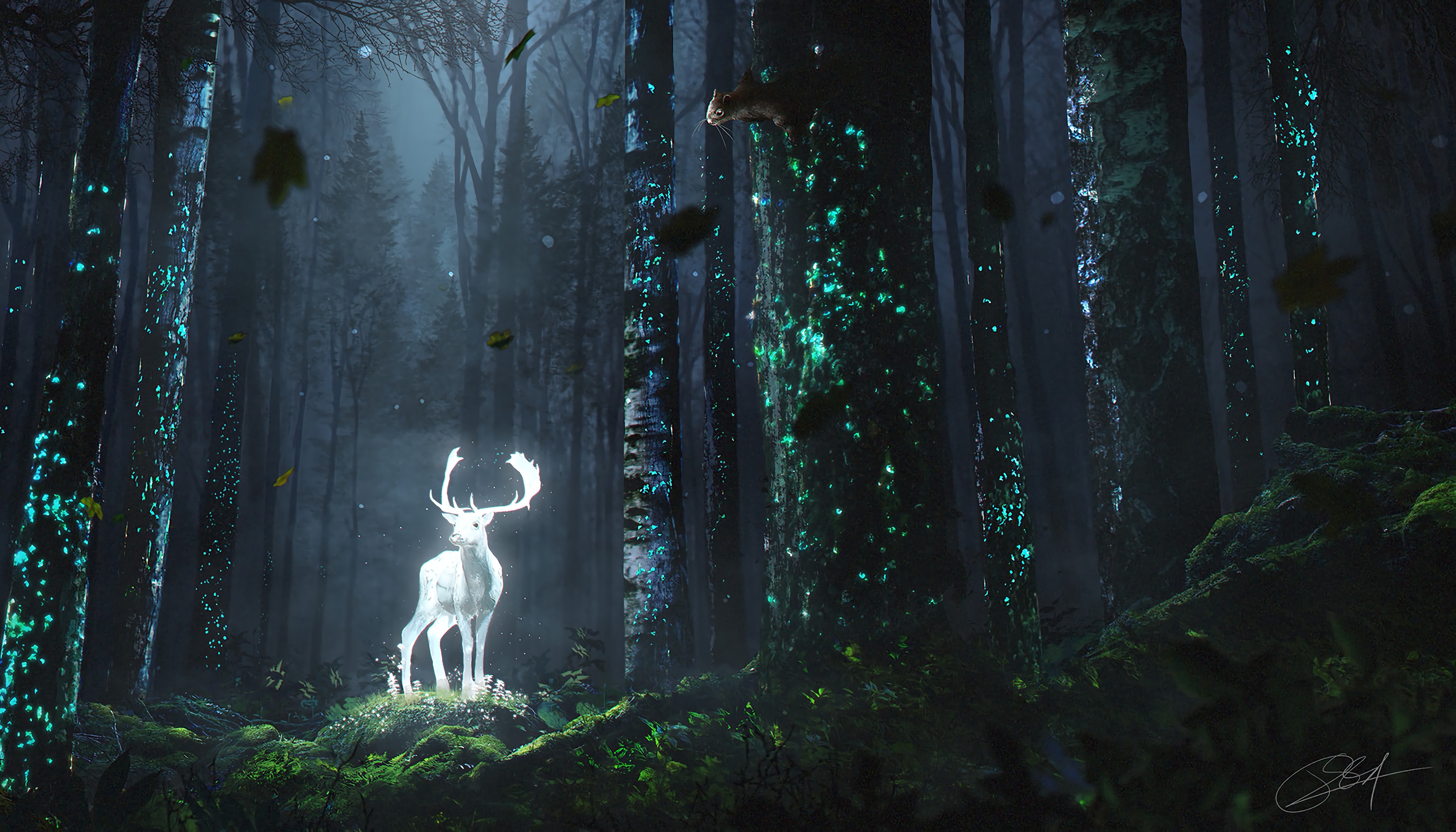 The fantasy forest of the glowing deer by Rocky Schouten