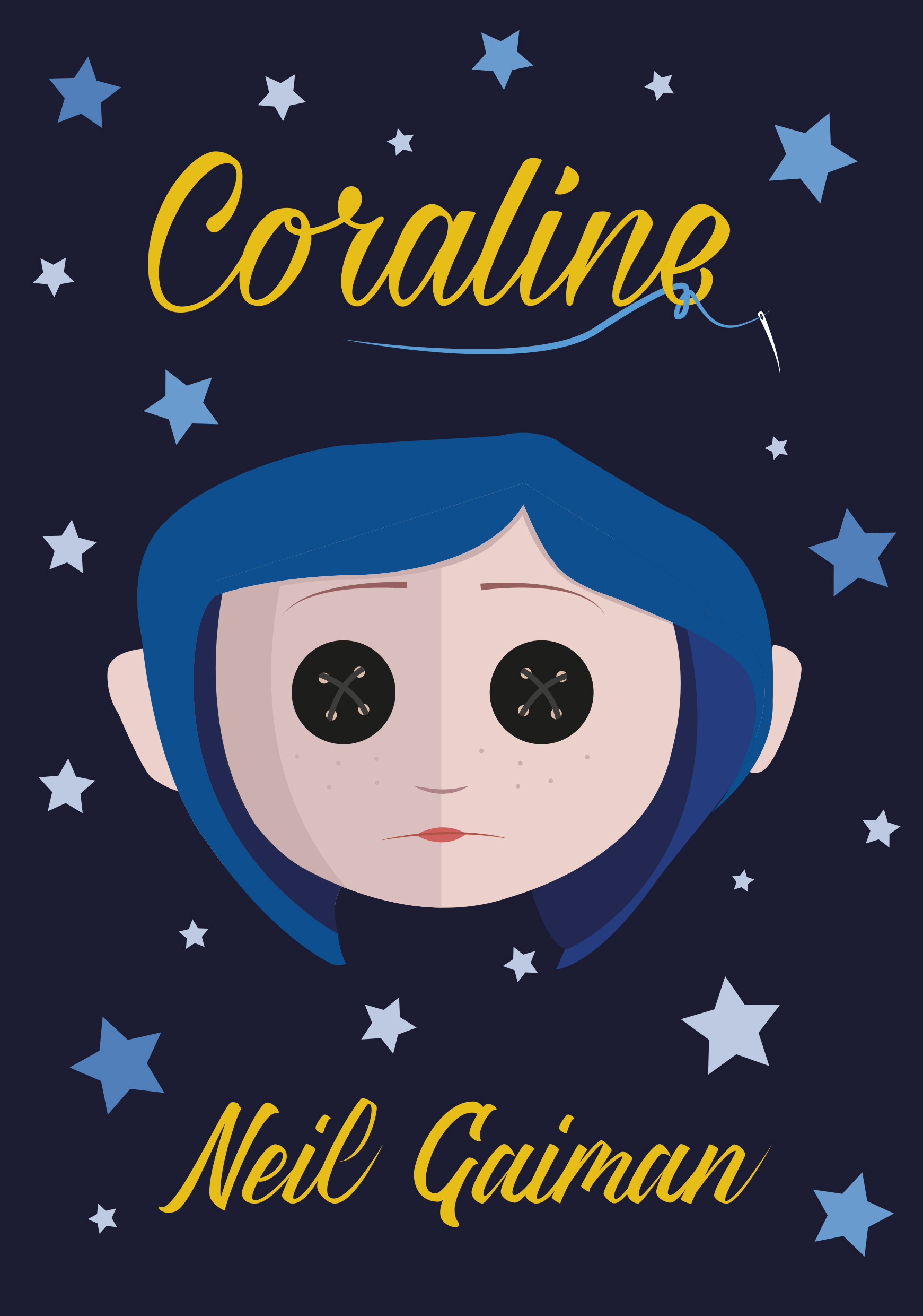 Coraline - school project, book cover by IDN666