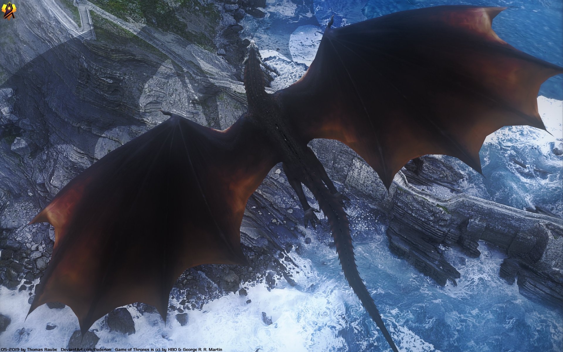 Game of Thrones - Drogon the winged shadow by Euderion