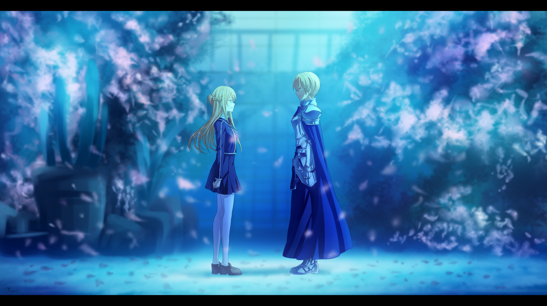 Download Sword Art Online Fate/Prototype Blonde Armor School Uniform Asuna Yuuki Eugeo (Sword Art Online) Anime Crossover Art