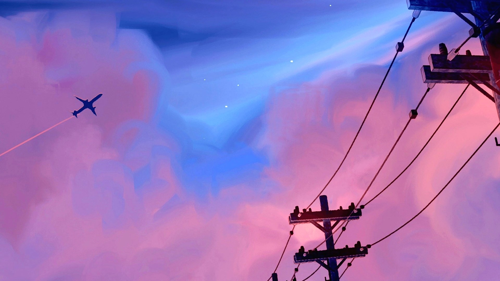 Download Telephone Pole Sunset Cloud Vehicle Artistic Aircraft Art