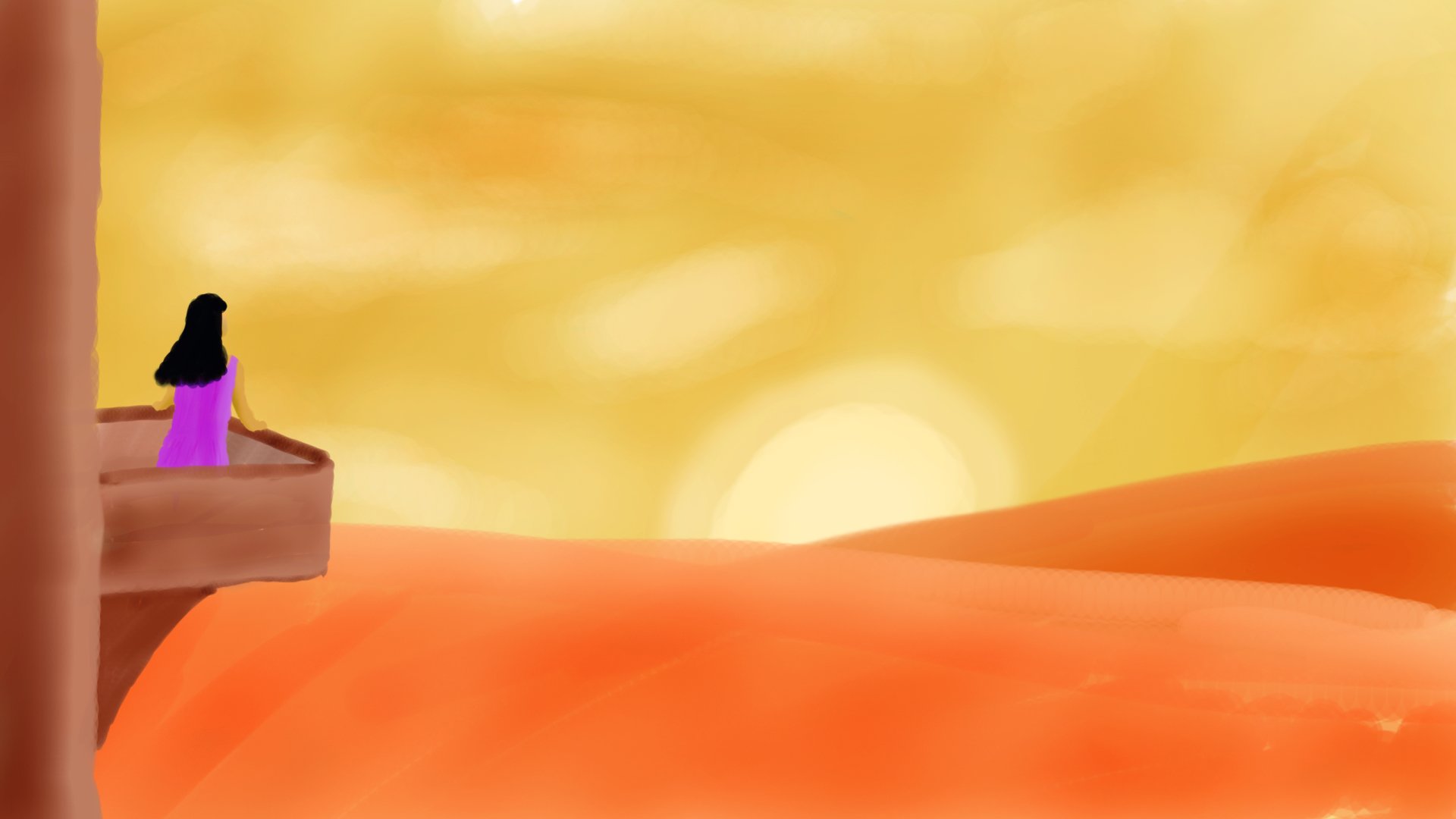 Download Sunset Veranda Woman Artistic Art by TopHatTuna