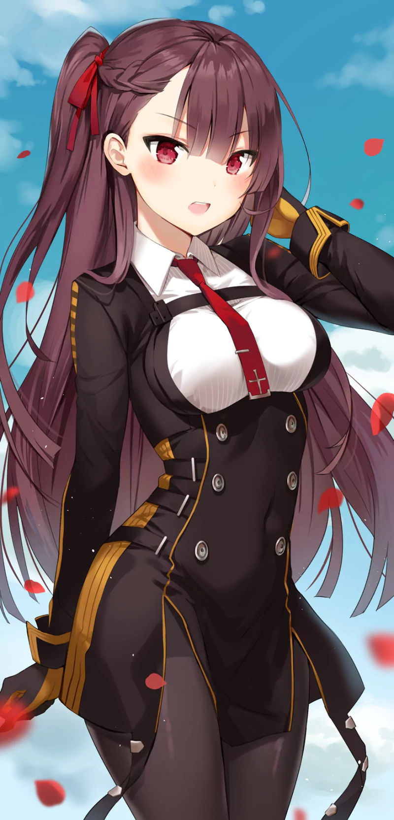 WA2000 (Girls Frontline) red eyes uniform long hair video game Girls Frontline Image
