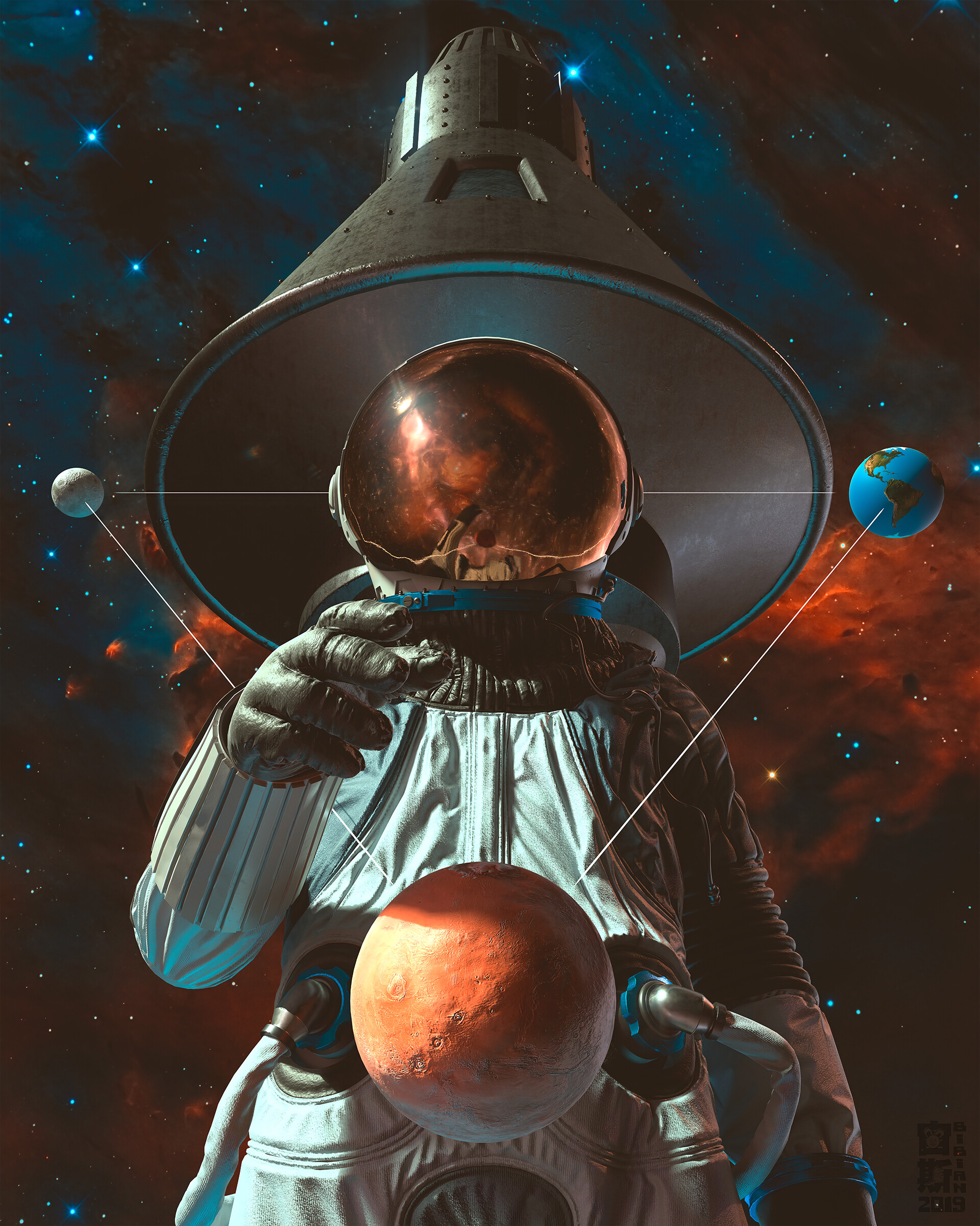 Sci Fi Astronaut Art by Jesus Bibian Jr