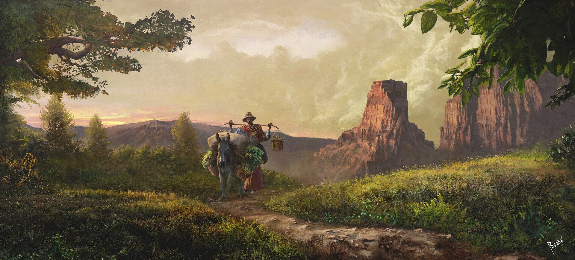 Download Donkey Landscape Fantasy Men Fantasy Landscape Art