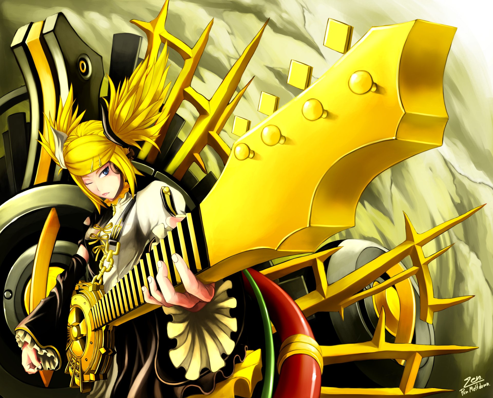 アニメ Rinpact! Guitar Sound KAGAMINE RIN Download Rin Kagamine Guitar Yellow Black Anime Vocaloid Black