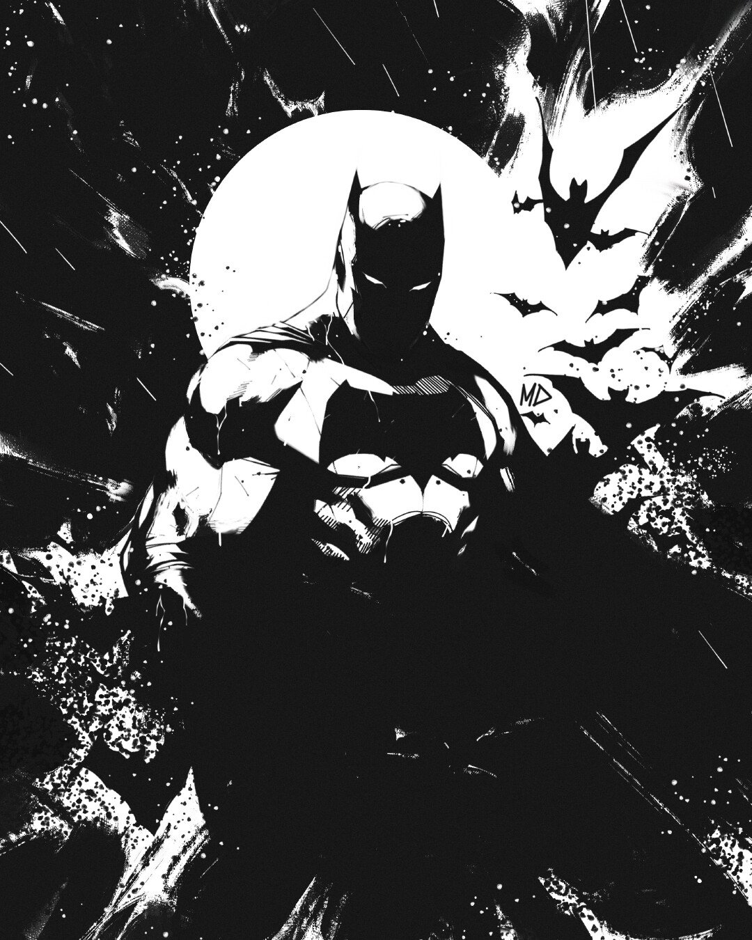 Download Black & White DC Comics Comic Batman Art