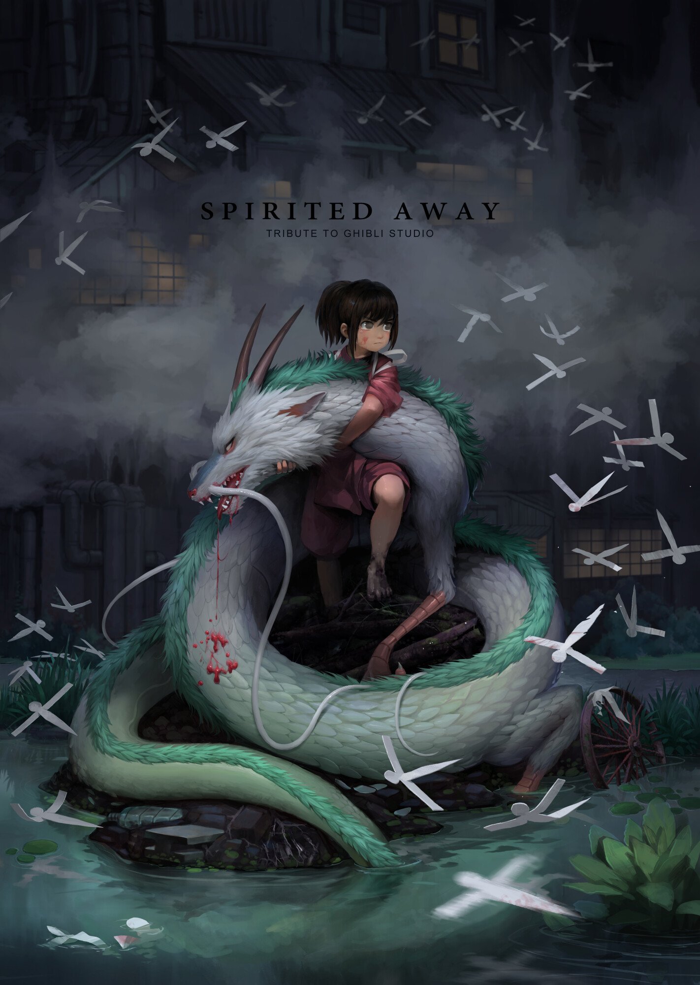 Download Haku (Spirited Away) Chihiro (Spirited Away) Anime Spirited Away  Art, image size:1422x2000