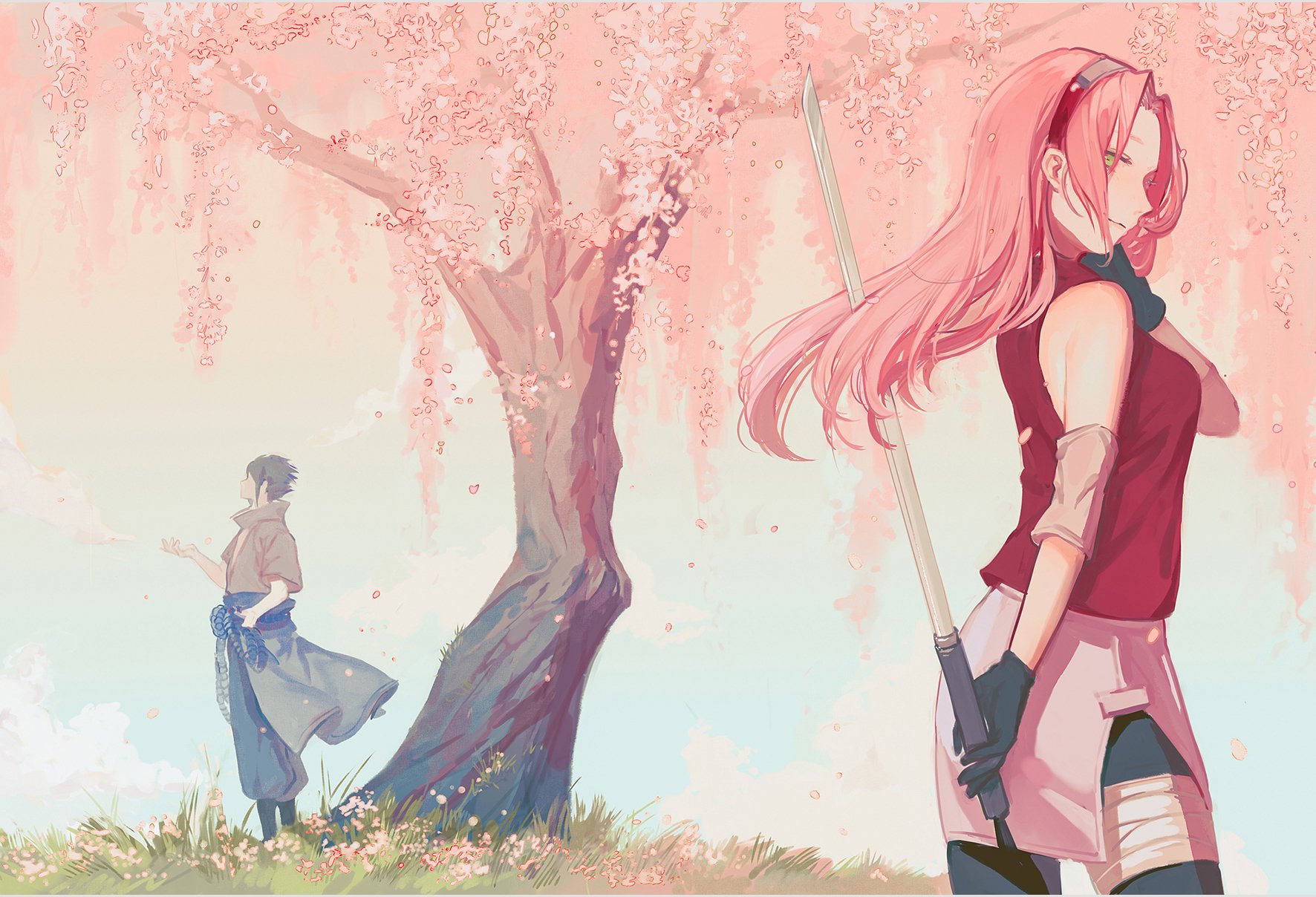 Download Sakura Haruno Sasuke Uchiha Anime Naruto Art