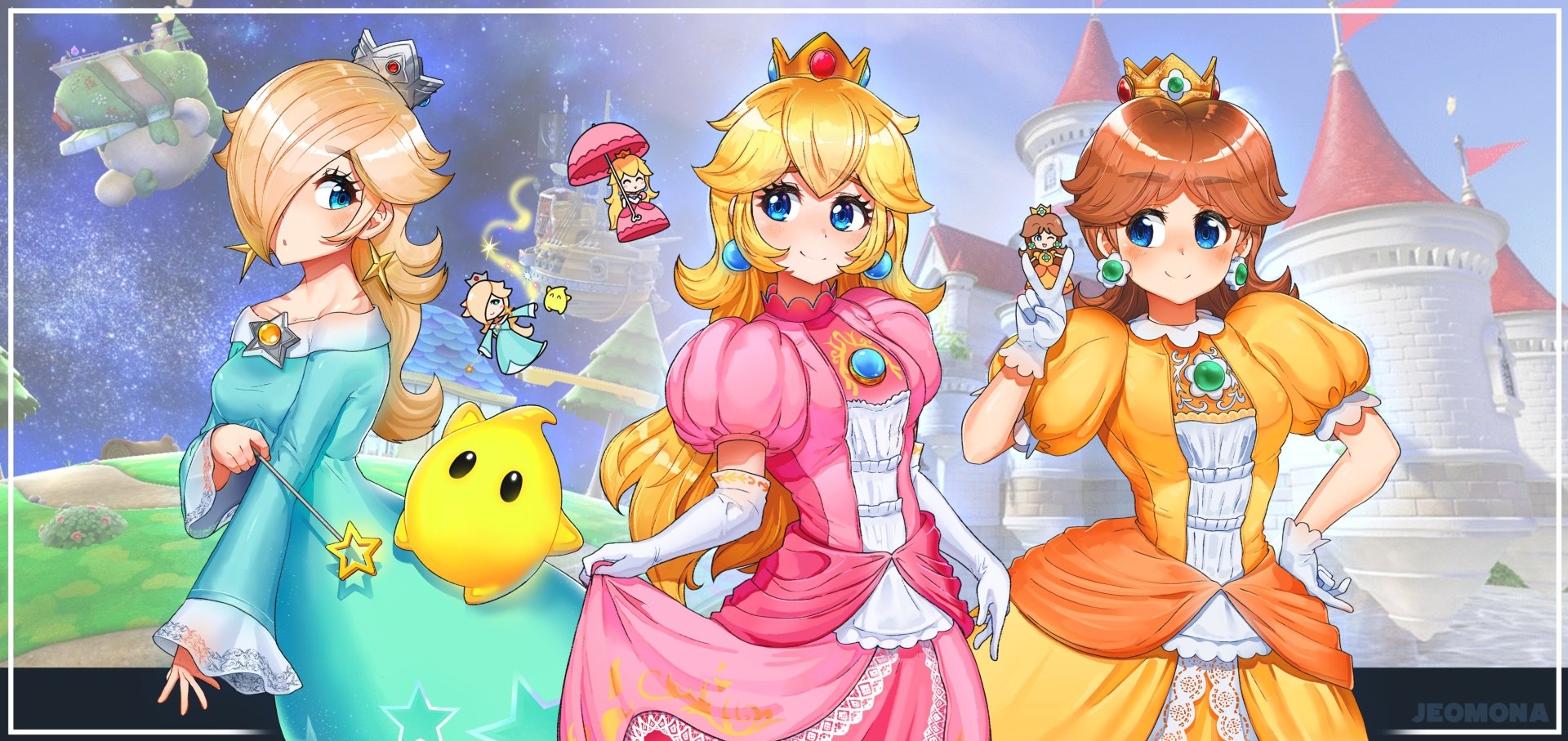 Download Princess Daisy Princess Peach Luma (Mario) Rosalina (Mario) Video Game Super Mario Art