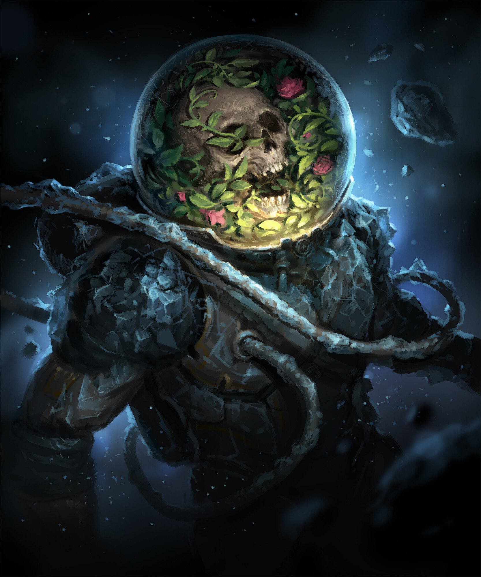 Download Space Skull Flower Sci Fi Astronaut Art