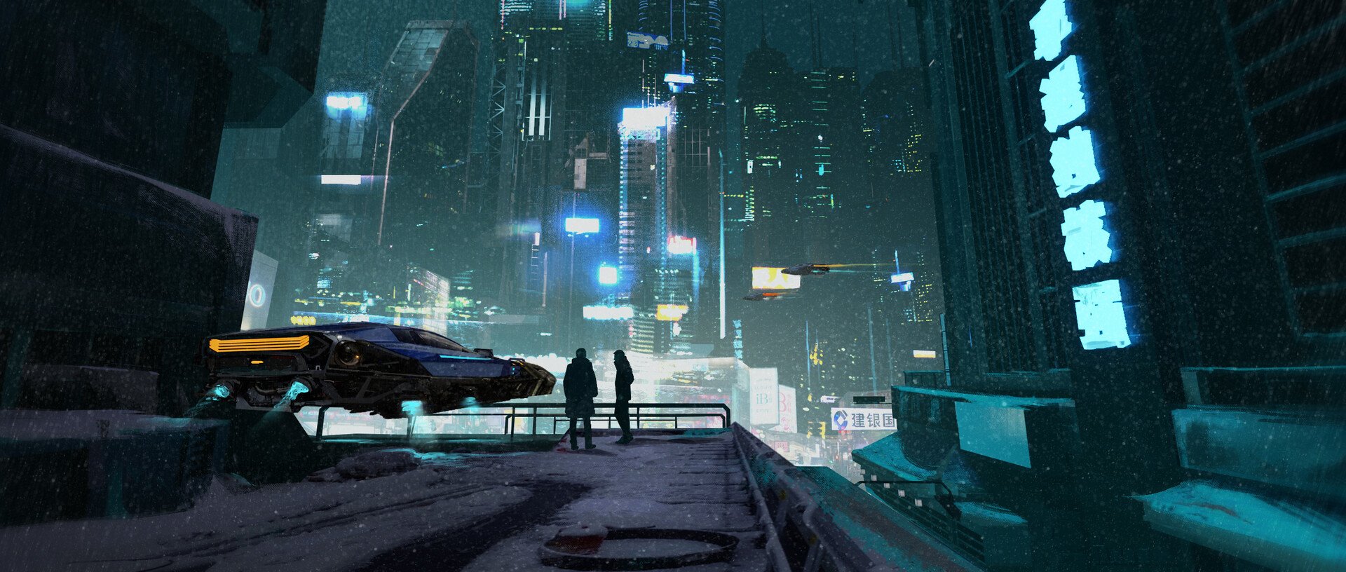 Download Snow City Sci Fi Cyberpunk Sci Fi City Art