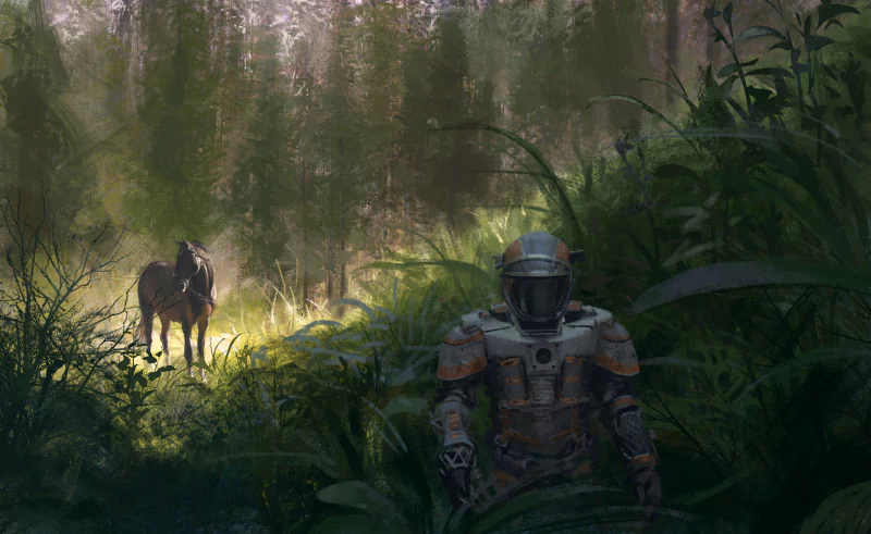 horse forest Sci Fi astronaut Image