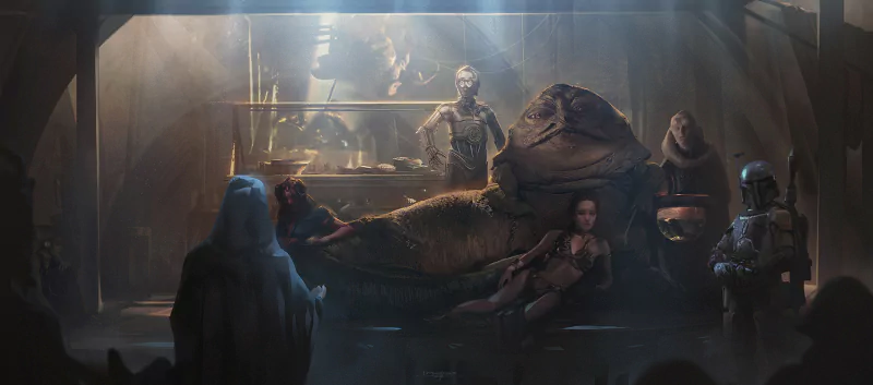 C-3PO Boba Fett Princess Leia Organa Jabba the Hutt Sci Fi Star Wars Image