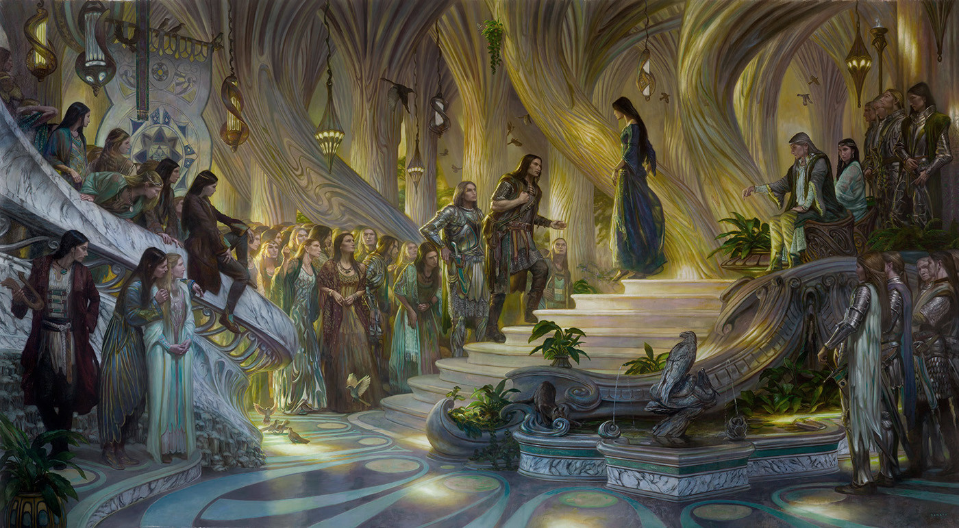 Beren and Luthien in the Court of Thingol and Melian by Donato Giancola