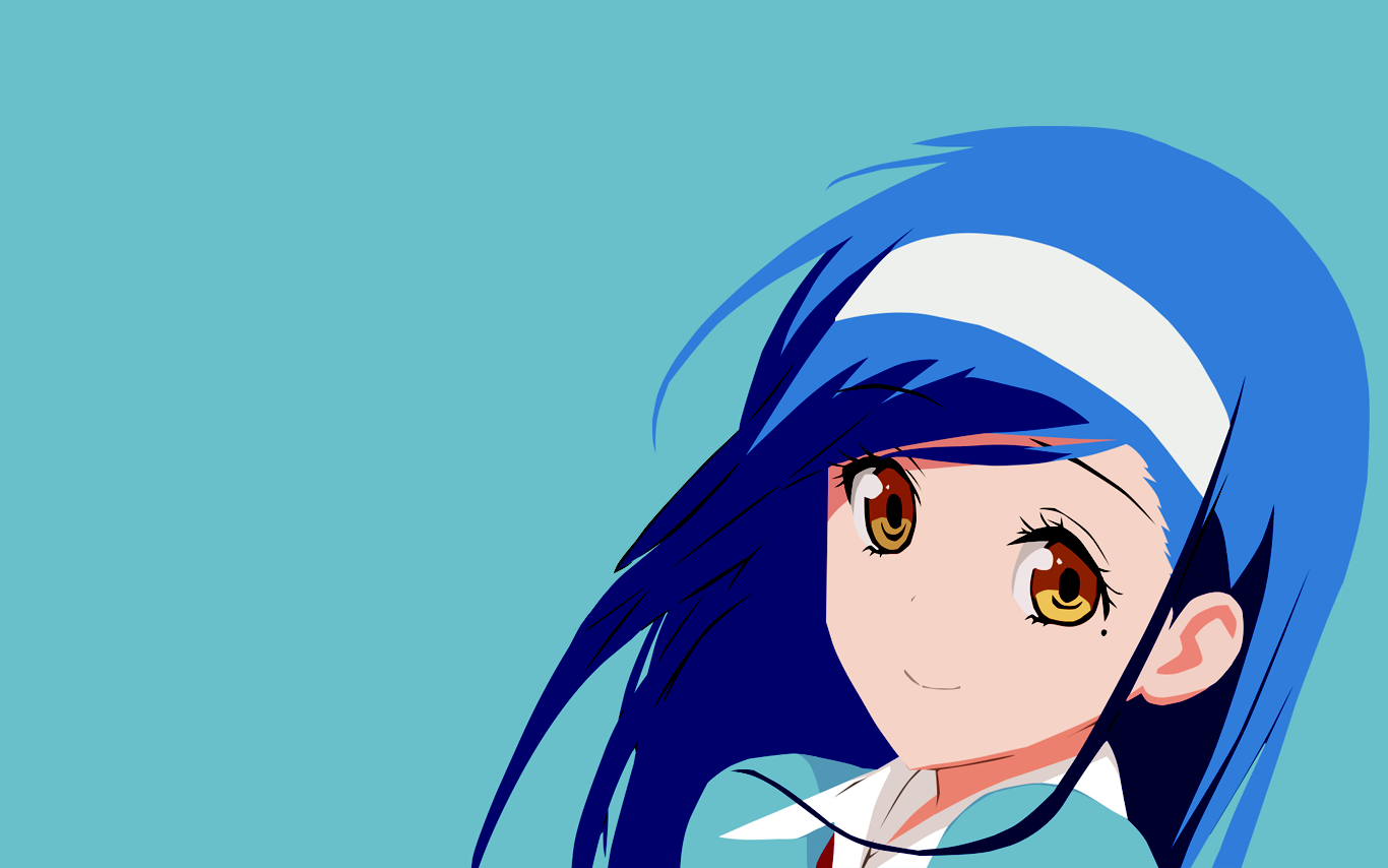 Anime-style portrait of Fumino Furuhashi from We Never Learn, featuring her dark blue hair, white headband, and warm amber eyes against a light blue background.