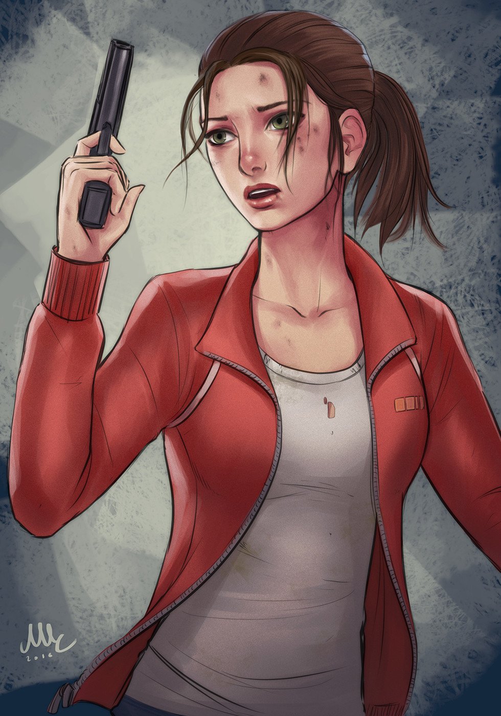 Download Pistol Green Eyes Brunette Zoey (Left 4 Dead) Video Game Left 4 Dead Art