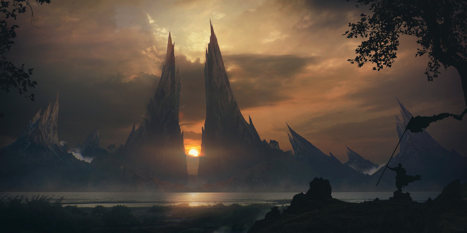 Download Sky Sunset Mountain Fantasy Landscape Fantasy Landscape Art