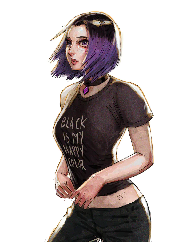 two-toned hair shirt Raven (DC Comics) Teen Titans DC Comics Comic Image