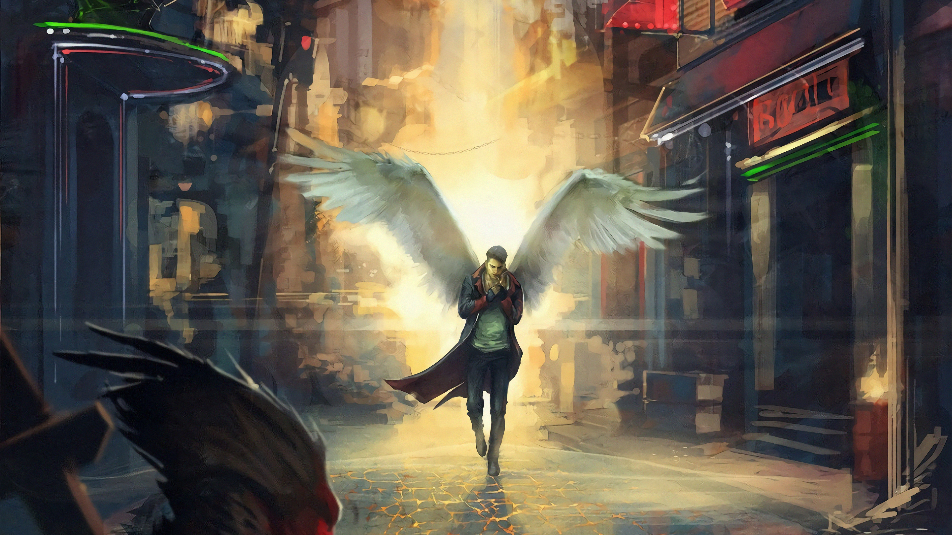 Angel Walking the City Street Alone by Denys Tsiperko