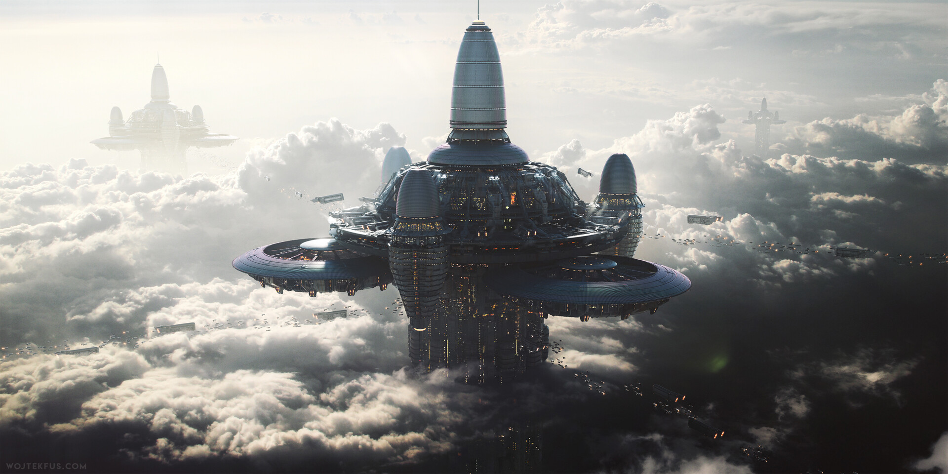 Sci Fi Building Art by Wojtek Fus