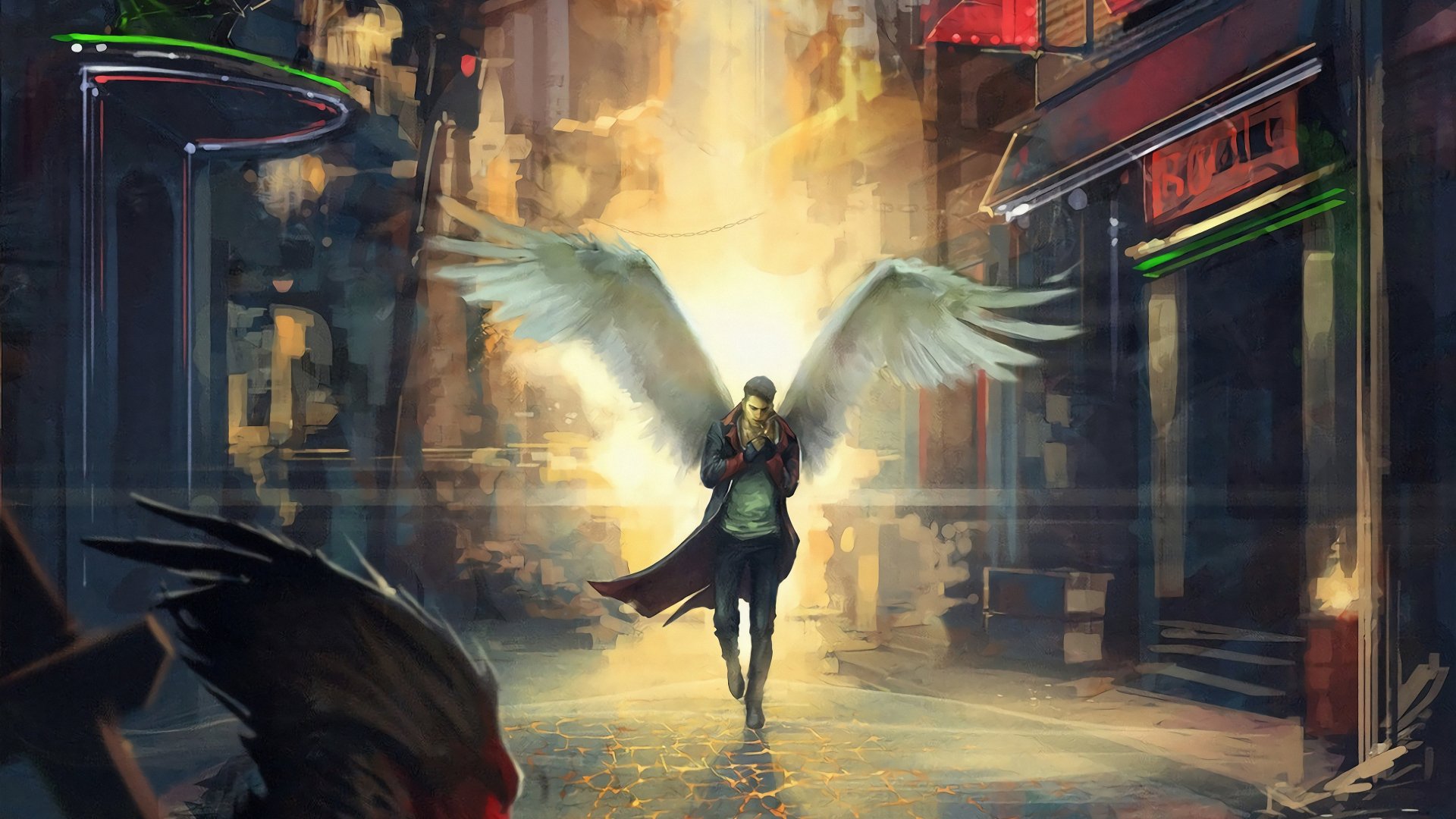 Angel Walking the City Street Alone Art - ID: 125045