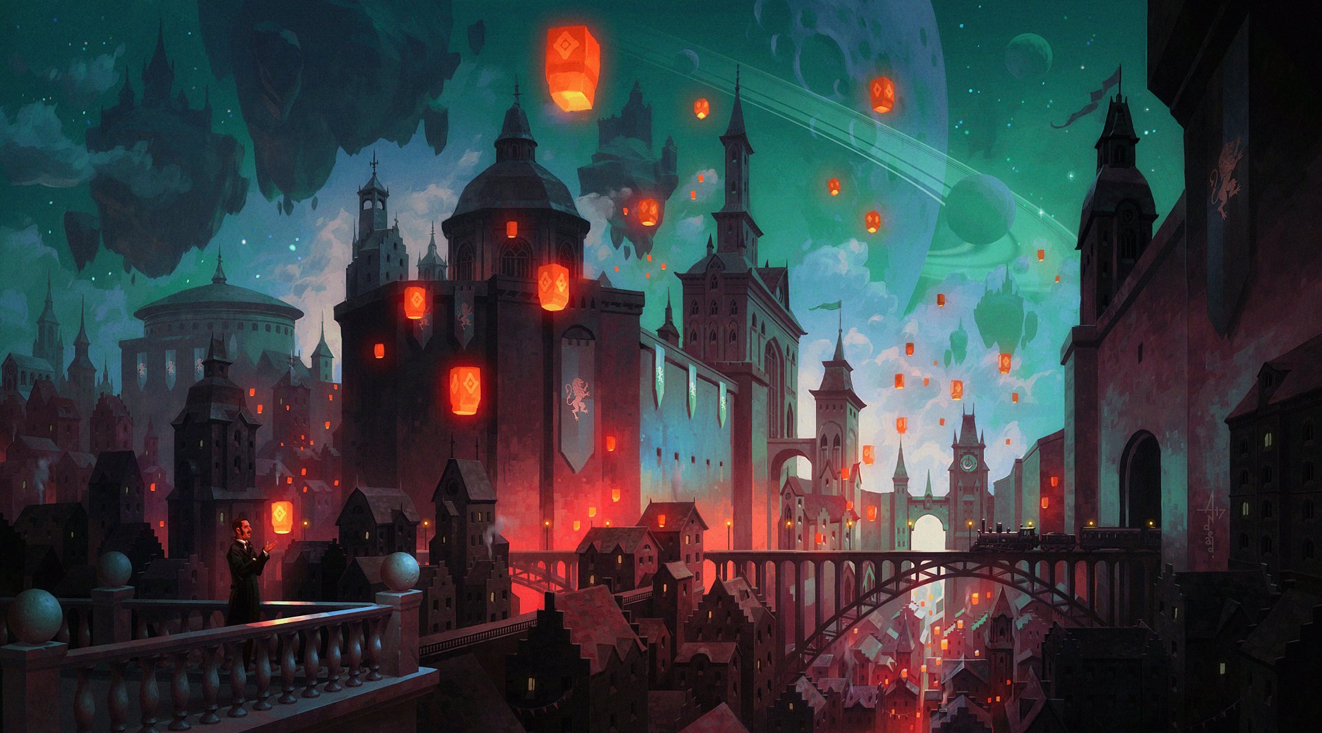 Download Night Lantern Fantasy City Fantasy City Art