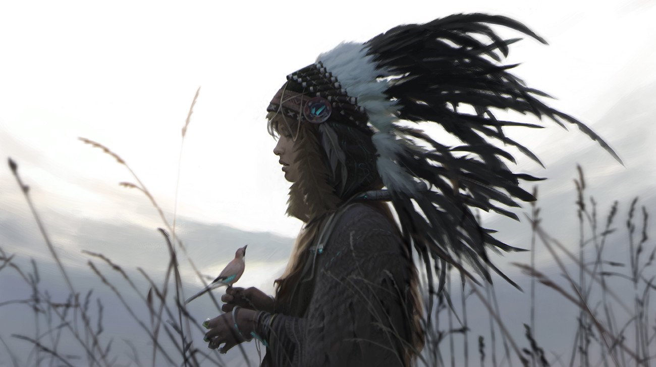 Download Feather Bird Fantasy Woman Art