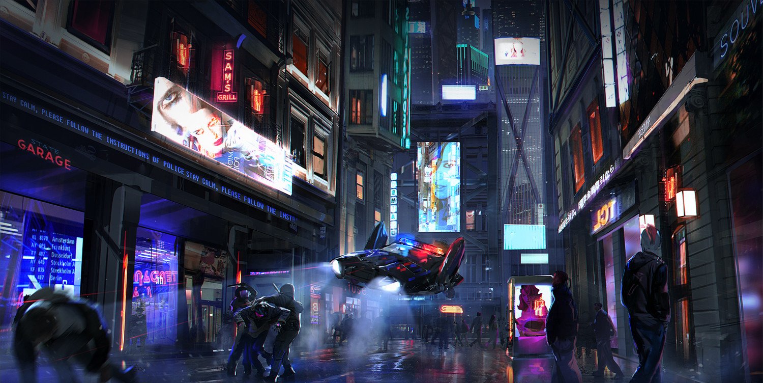 Download Vehicle Street Sci Fi Cyberpunk Art