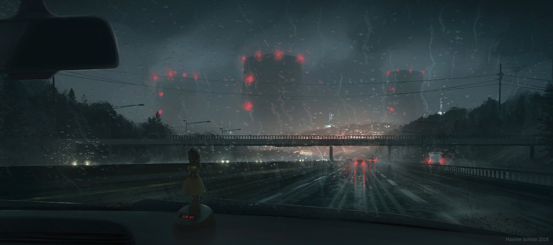 Download Night Rain Highway Sci Fi City Sci Fi City Art