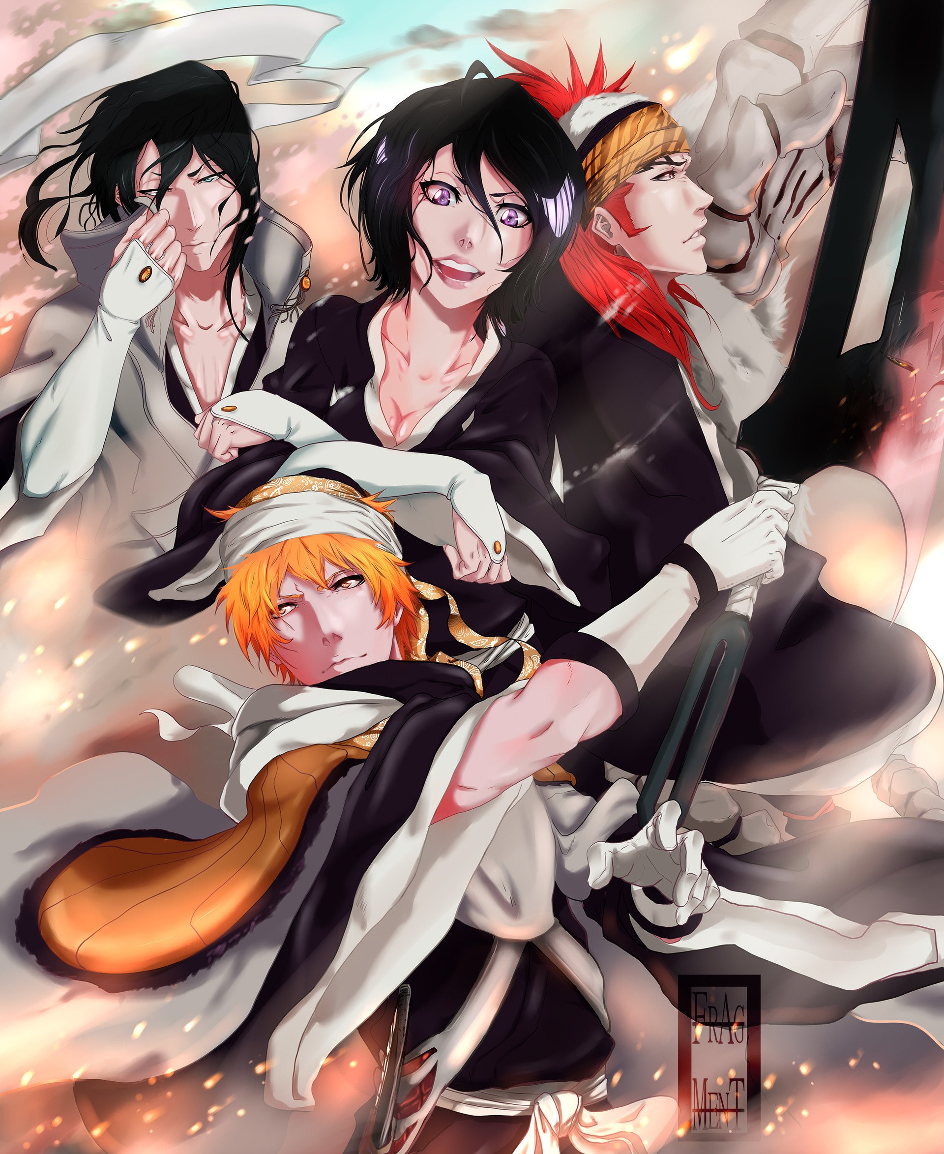 Download Ichigo Kurosaki Renji Abarai Rukia Kuchiki Byakuya Kuchiki Anime Bleach Art