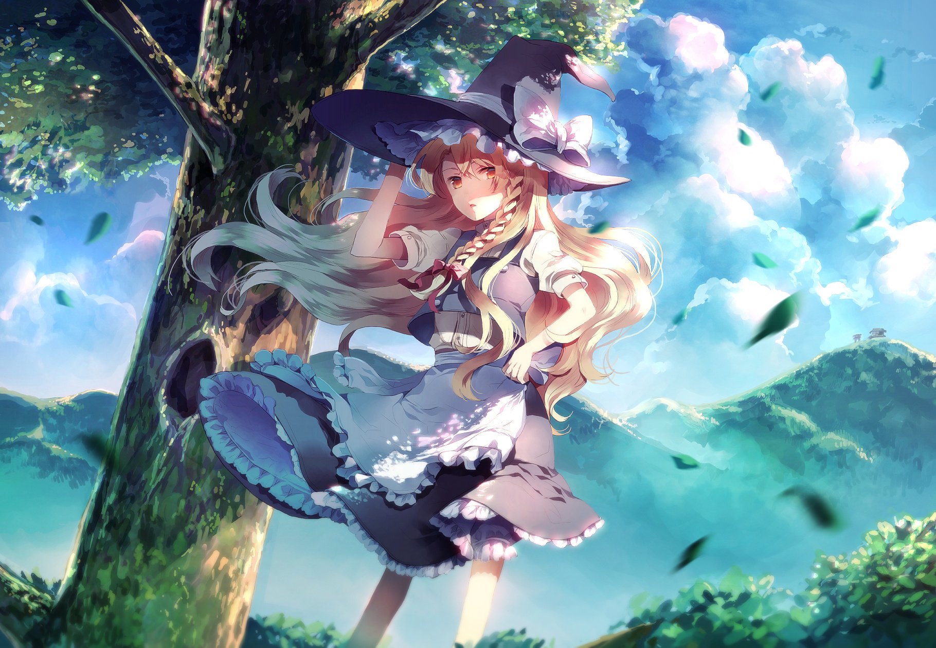 Download Mountain Tree Witch Blonde Marisa Kirisame Anime Touhou Art