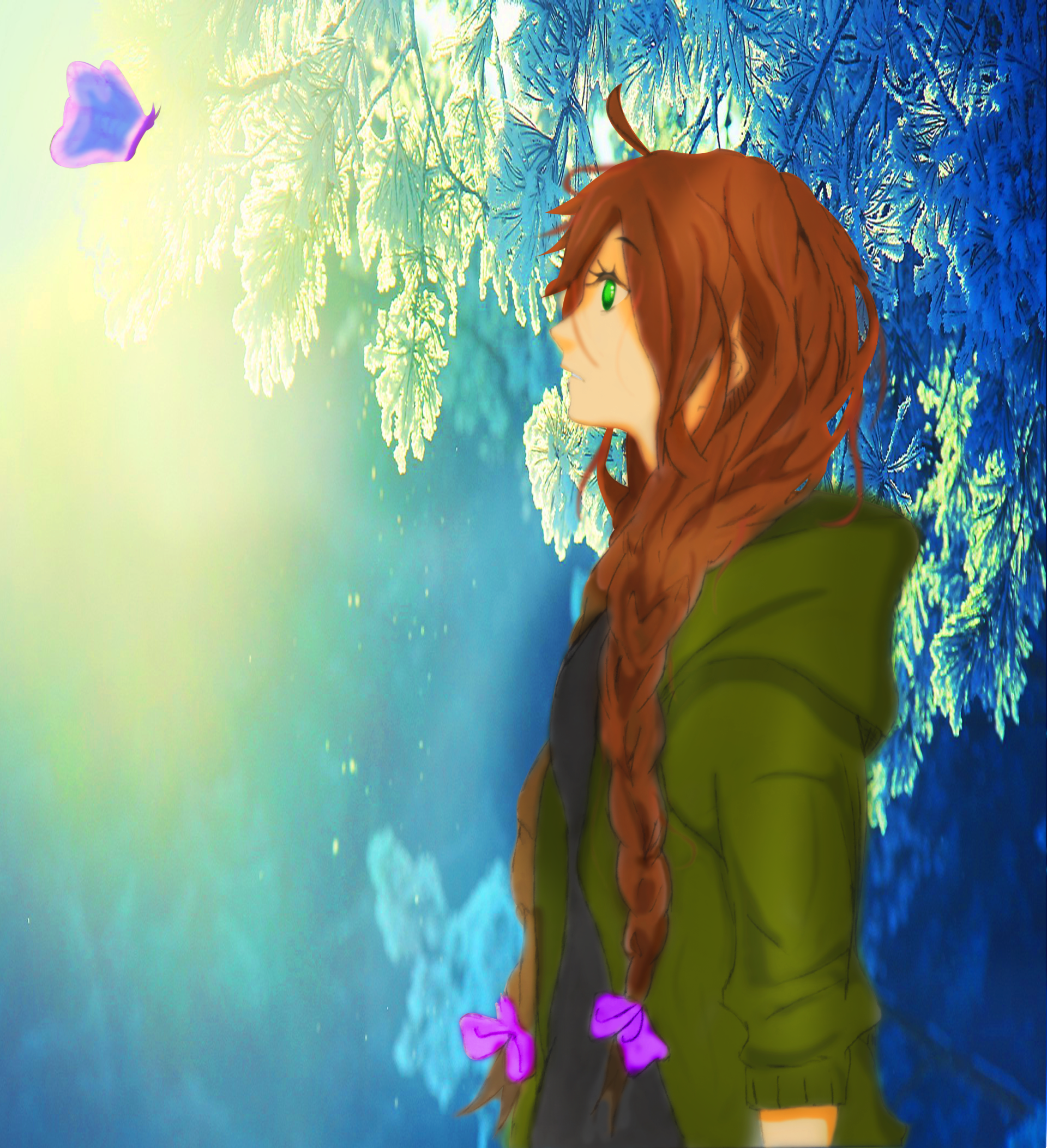 Girl Watching a Butterfly by Darkstranger128