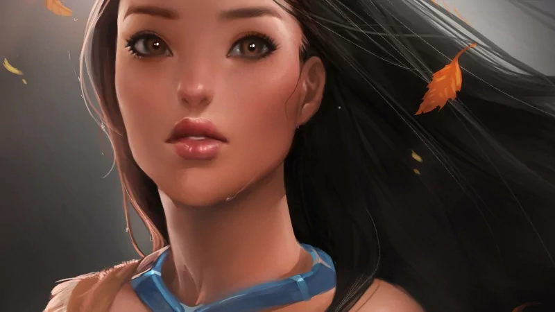 close-up native american movie Pocahontas character portrait Image