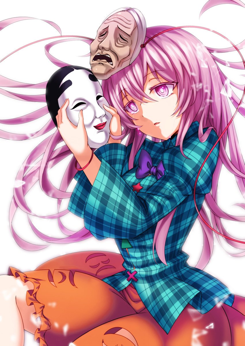 Download Pink Eyes Pink Hair Long Hair Crying Mask Hata No Kokoro Anime Touhou Art