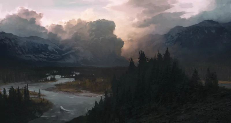 cloud mountain tree fantasy landscape fantasy landscape Image