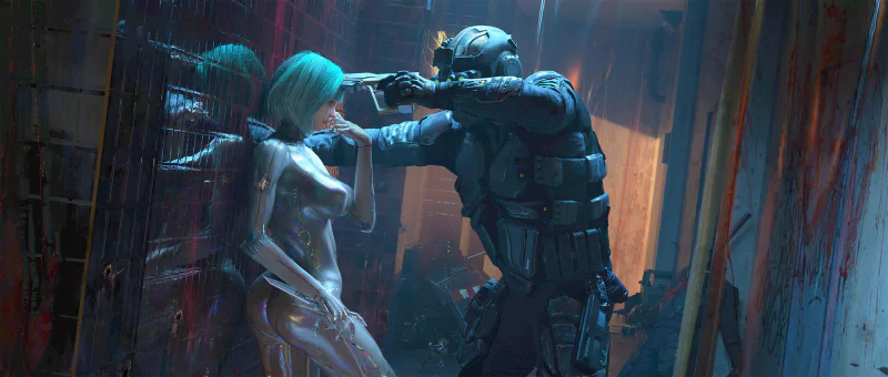 aqua hair soldier Sci Fi warrior Image