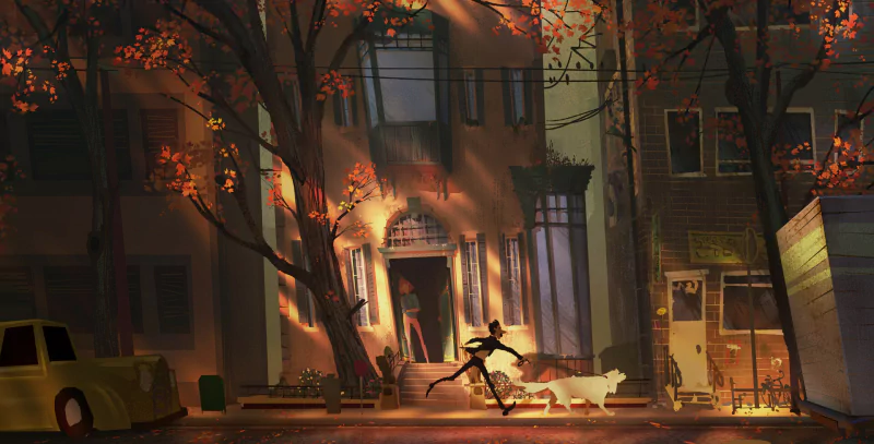 car dog street artistic people Image