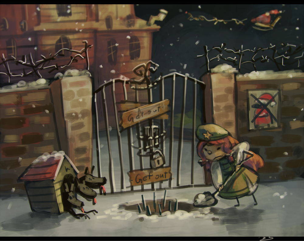 Download Shovel Orange Hair Long Hair Dog House Hong Meiling Anime Touhou Art