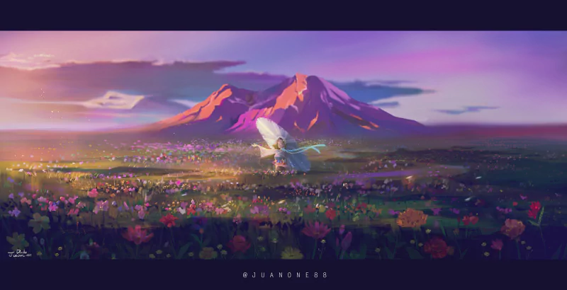 field mountain Anime Original Image