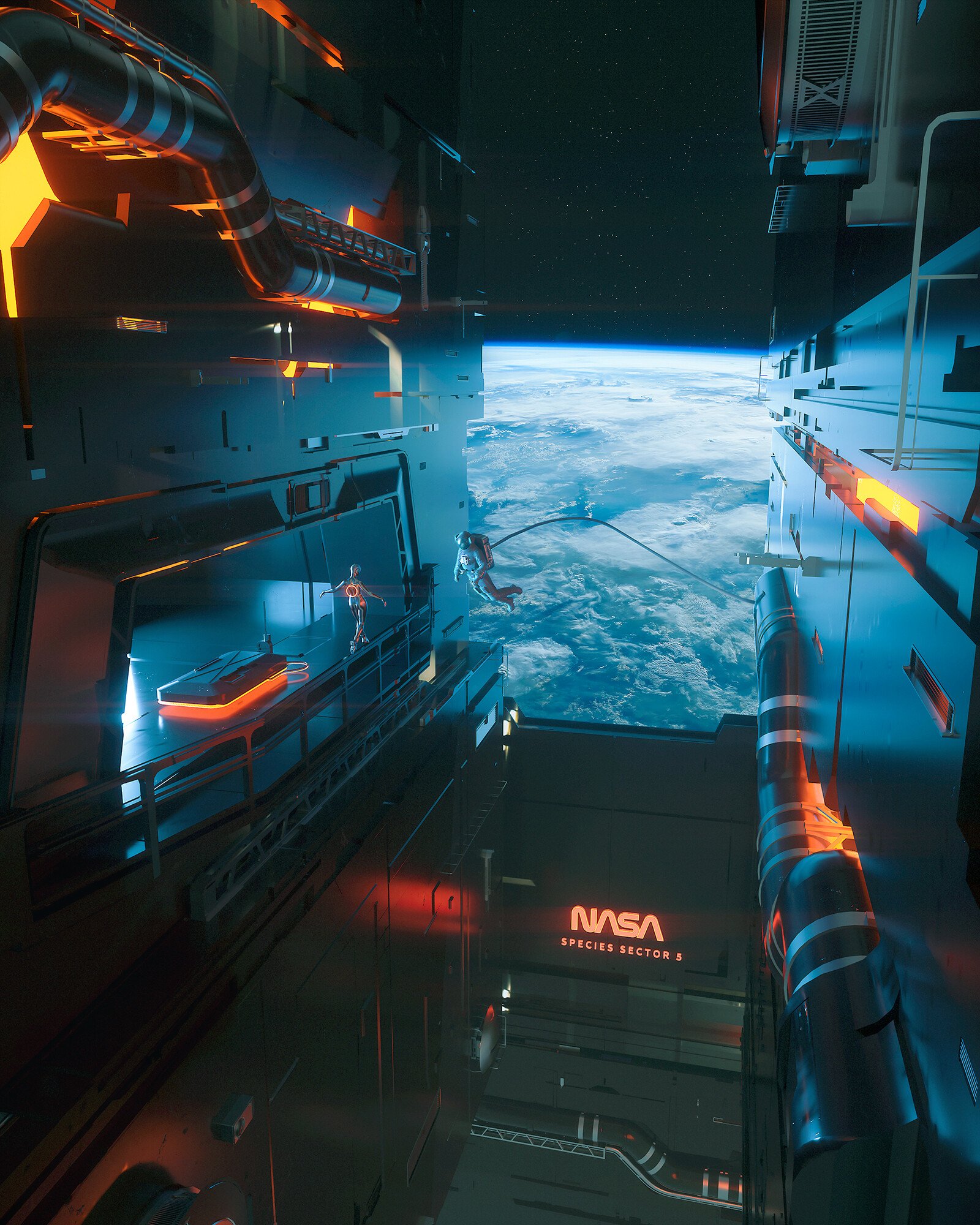 Download Space Orbit Sci Fi Astronaut Art
