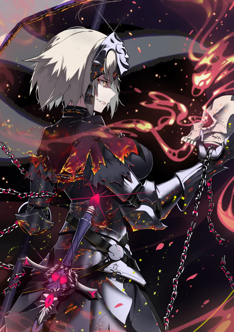 skull yellow eyes short hair Avenger (Fate/Grand Order) Jeanne d'Arc Alter Anime Fate/Grand Order Image
