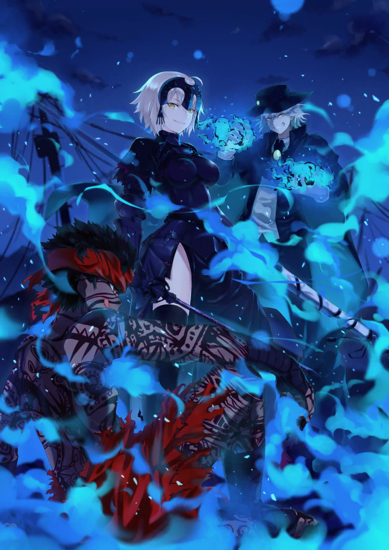 Edmond Dantes (Fate/Grand Order) yellow eyes short hair Avenger (Fate/Grand Order) Jeanne d'Arc Alter Anime Fate/Grand Order Image