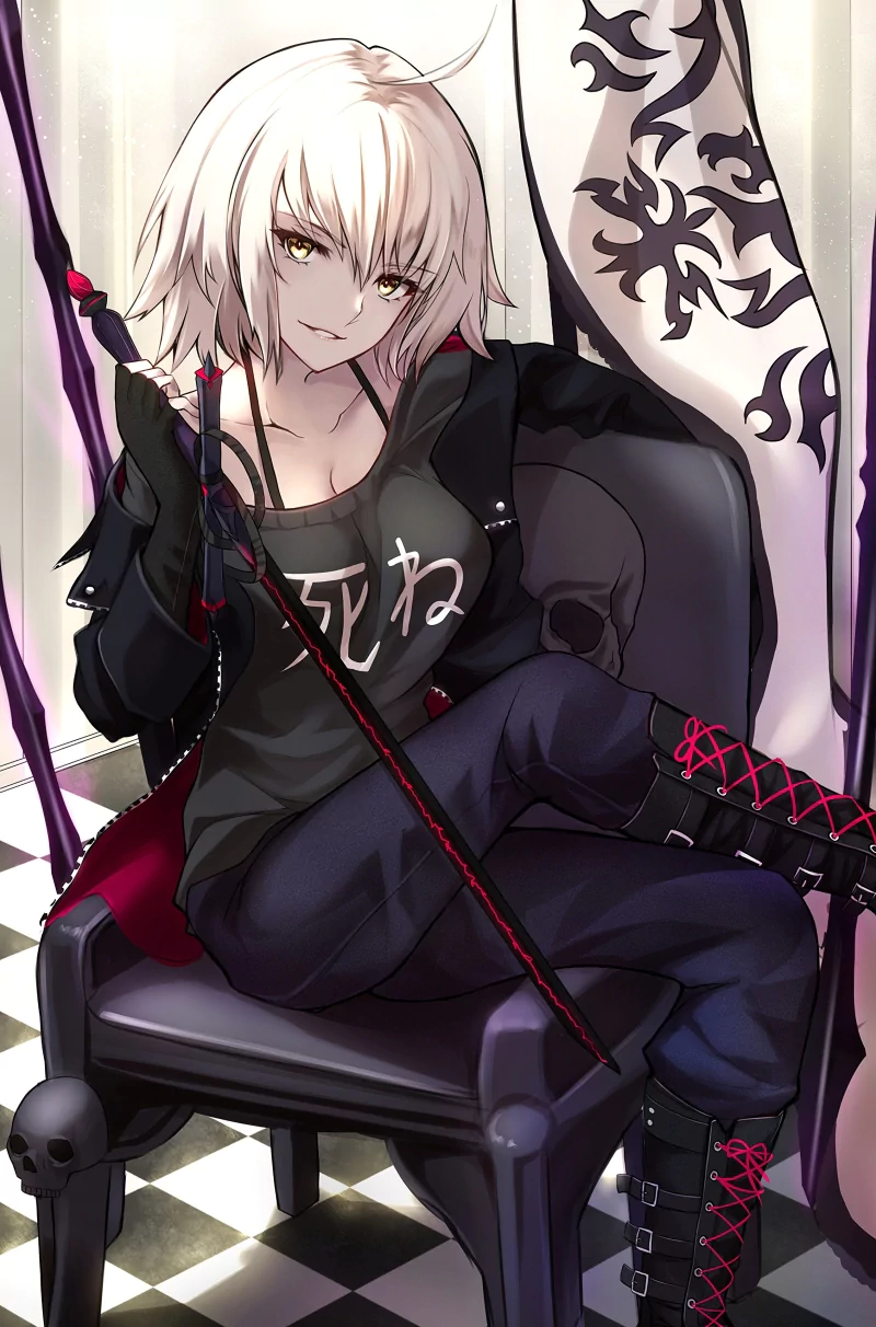sword white hair short hair yellow eyes Avenger (Fate/Grand Order) Jeanne d'Arc Alter Anime Fate/Grand Order Image