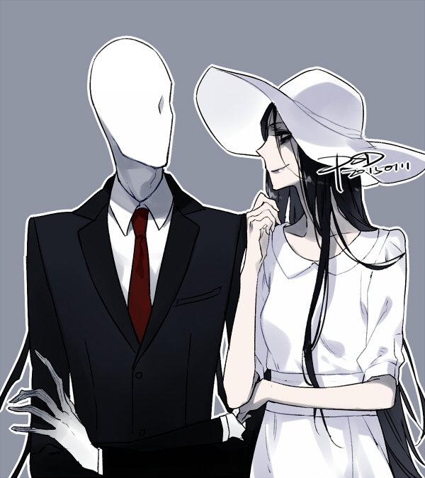 Download Hachisaku-sama Slender Man Anime Crossover Art
