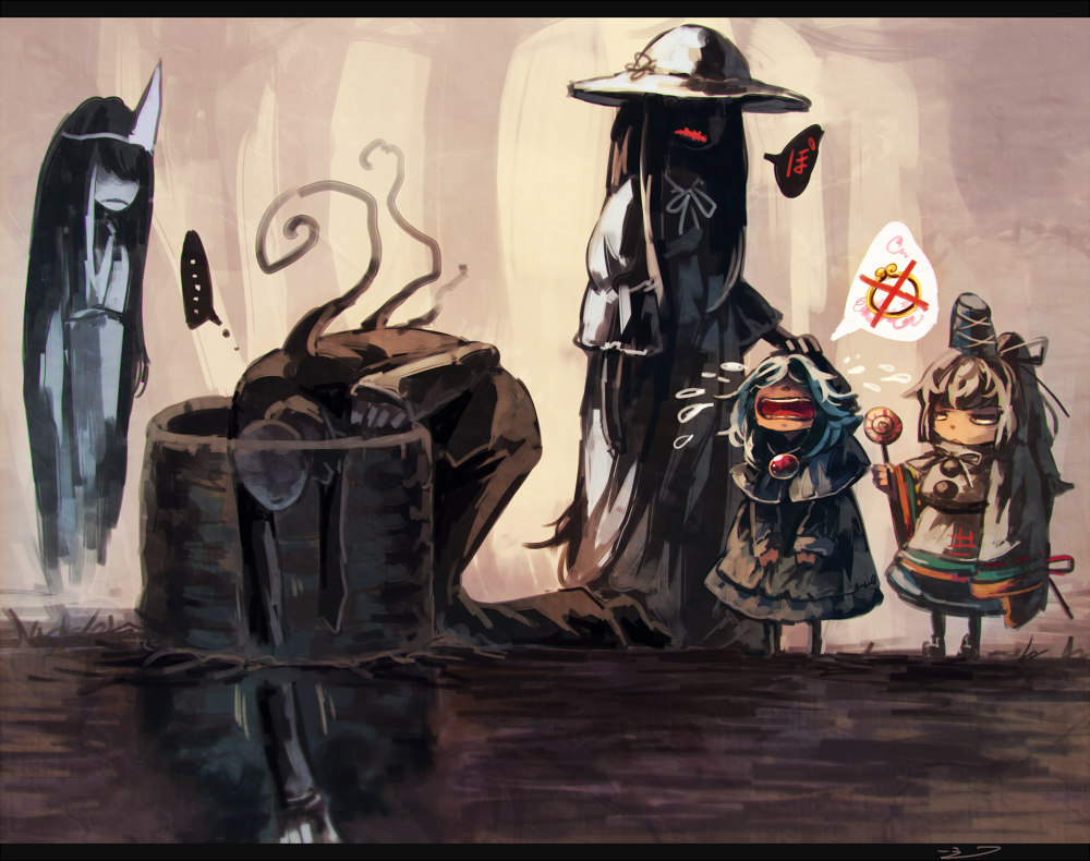 Download Hachisaku-sama Ichirin Kumoi Mononobe No Futo Okiku Slender Man Anime Crossover Art