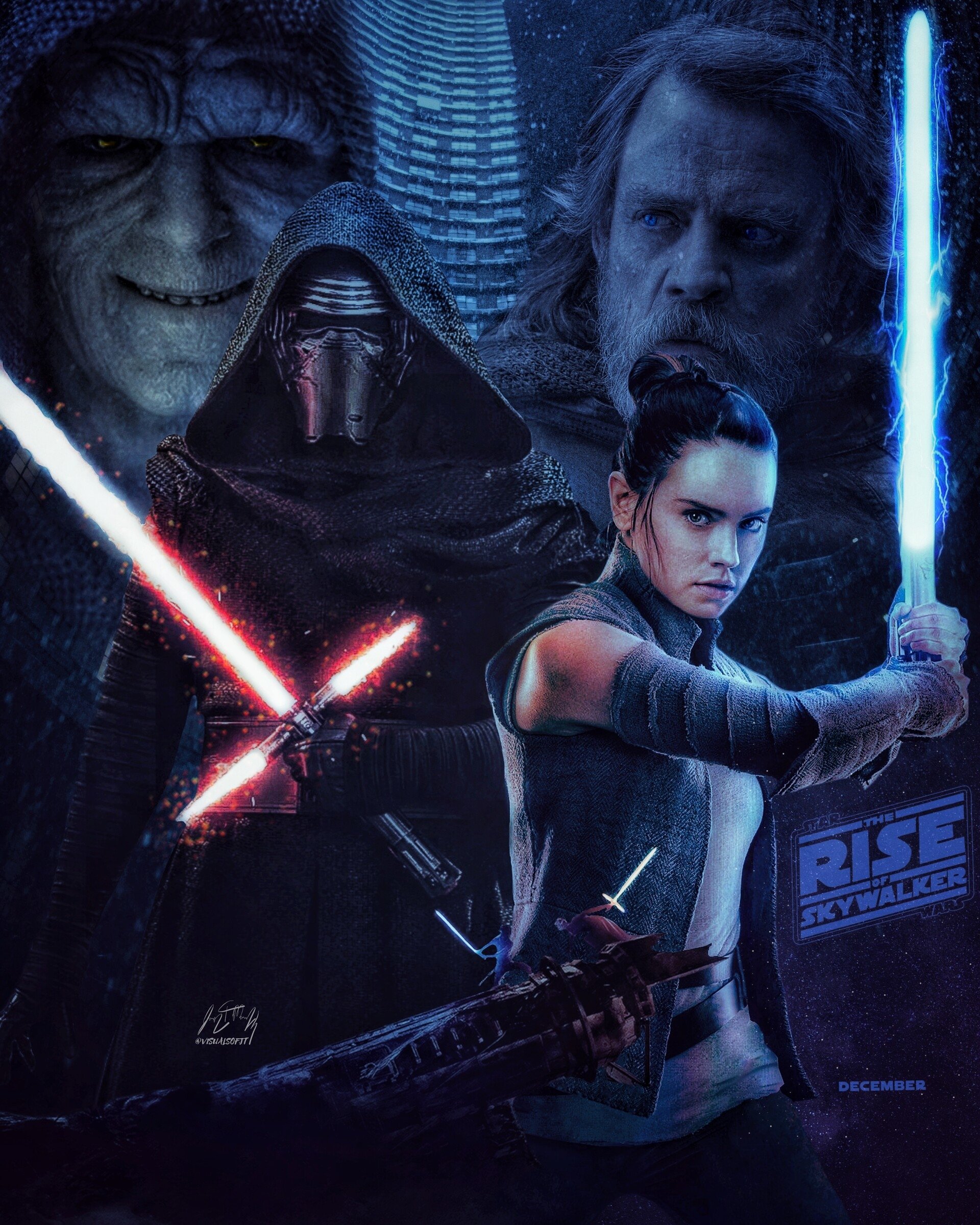 Download Darth Sidious Kylo Ren Luke Skywalker Rey (Star Wars) Movie Star Wars: The Rise Of Skywalker Art