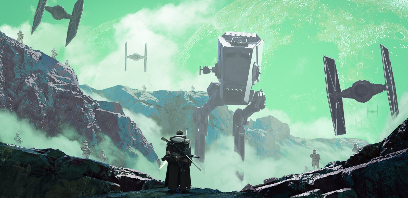 Download TIE Fighter AT-ST Sci Fi Star Wars Art